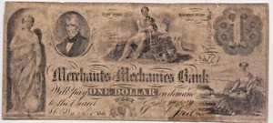 1854 Troy Nueva York BANCO DE COMERCIANTES Y MECÁNICOS $1 moneda obsoleta-- - Imagen 1 de 5