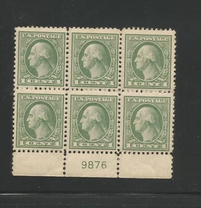 # 525 Unused Bottom Plate # 9876 Block of 6. Fine, NH. CV $ 50.00 - Picture 1 of 2