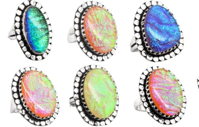 5 Stück Triole Opal Mix Größe & Gleiche Design Handgemacht Ringe Lot, Versilbert - Bild 1 von 2