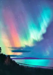 Aurora Borealis - 3D Linsen Postkarte Grußkarte - Bild 1 von 1