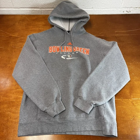 Bowling Green St. Falcons Hoodie Mens Large Gray Long Sleeve Pullover Adidas Cover