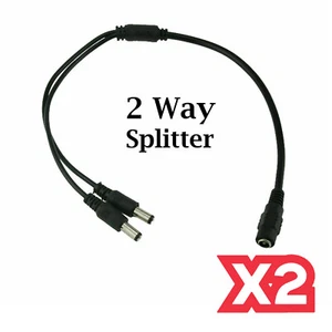 CCTV Camera Power Supply Splitter 12V DC 2.1mm FEMALE to 2 x 2 Way Male Y Cable. - Picture 1 of 5