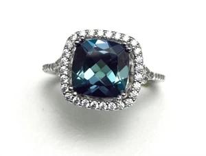 R0988AL  Russian-Made Alexandrite Cushion 8mm 2.5Ct Halo Sterling Silver Ring - Picture 1 of 7