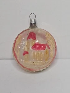 Antique Mercury Glass Silvered German Ornament Embossed Church #2 Double Sided - Picture 1 of 13