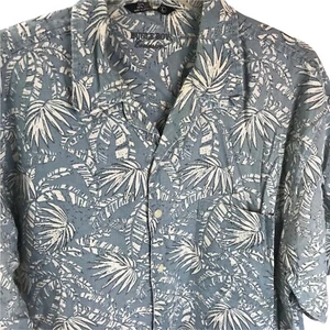 Vintage Bugle Boy Shirt Mens Aloha Hawaiian Sz L Button Up Camp linen blend - Picture 1 of 5