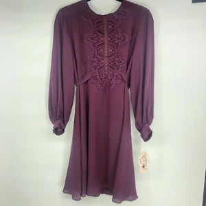 Nanette Lepore Gypsy Rose Mulberry Lightweight Dress Size 10 NWT Long Sleeve - Picture 1 of 6