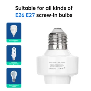 Smart WiFi Bulb Socket E26 E27 Light Bulb Adapter EWeLink Alexa Google Control - Picture 1 of 18
