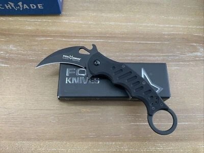 Cuchillo Plegable Fox Karambit 3" N690Co Hoja de Acero Negro Anodizado Aluminio Mango Foto 1 de 4
