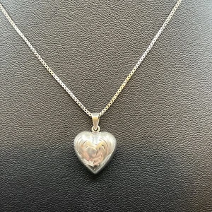 24 in Necklace with Pendant 925 Sterling Silver Puff Heart Pendant / Charm #373 - Picture 1 of 11