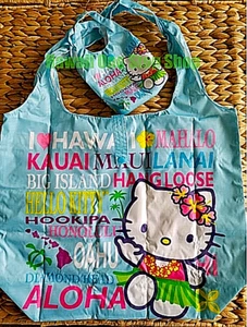 Hawaii HELLO KITTY HAWAII REUSABLE SHOPPING BAG NEW ALOHA DESIGN Beach Tote BLUE - Picture 1 of 2