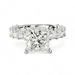 950 Platinum Engagement Ring IGI Lab Grown 4.50 Ct Princess Cut Diamond Size 5 6 - Picture 1 of 10