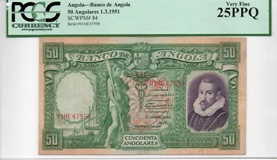 Angola 50 Angolares 1951 Pick 84 (PCGS 25 PPQ) - Image 1 of 2