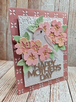 Handmade Greeting Card Keepsake Quality ocbrandy  Mothers Day shimmer bird - Image 1 of 2