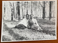 Affectionate Gentle Guy with Girl in Nature, Couple in Love Vintage photo