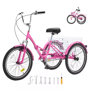 26" 1-Speed Adult Tricycle 3-Wheel Foldable Bike w Basket Heavy Duty - Picture 1 of 12