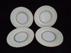 Minton Cheviot Gold 4 salad or dessert plates 8in ivory on white S-534 swirl - Picture 1 of 3