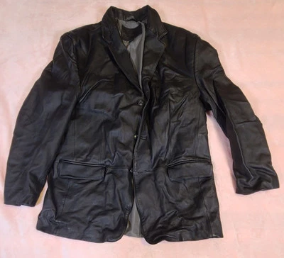 Chaqueta de Cuero Stafford Para Hombre Grande Abrigo Negro Blazer Forrado Negocios Foto 1 de 4