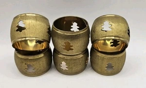 Juego de 6 servilleteros recortados de árbol de Navidad de latón - Imagen 1 de 3
