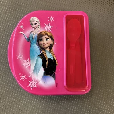 ZAK Pink Disney Frozen Lunch Snack Container Box with Plastic Fork & Spoon - Image 1 of 4