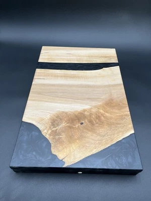 Maple & Black Epoxy Side Table | Handmade Resin End Table - Image 1 of 4