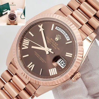 Rolex President Day-Date 2024 chocolate romano ouro rosa 40 caixa/papéis/etiqueta 228235 - Imagem 1 de 4