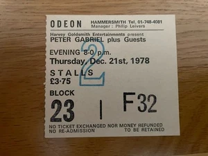 Peter Gabriel  Ticket 1978 - Imagen 1 de 1