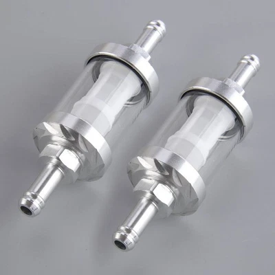 2x Universal Motorcycle 8mm 5/16" Inline Fuel Filter Reusable Washable New - Image 1 of 4
