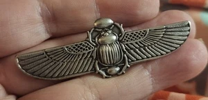 Scarab Pendant 925 Sterling Silver Winged Scarab Egypt 2.5" - Picture 1 of 8