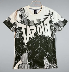 Tapout Hemd Herren S Cityscape Elfenbein Oliv MMA Grafik Grunge Y2K Vintage AOP - Bild 1 von 5
