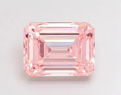2.1 Ct Emerald Cut Natural Pink Color Lab Grown Loose CVD Diamond VVS1 Certified - Image 1 of 4