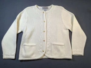 Crystal Kobe Petite Cardigan Size Medium White Gold Buttons Box W - Picture 1 of 11