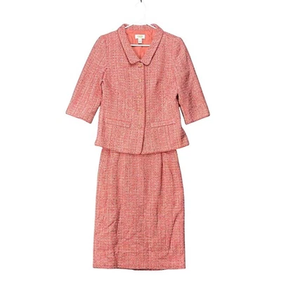 Talbot's Tweed 2 шт. карьерный костюм блейзер юбка размер 8 винтажный лосось хлопковая смесь - Изображение 1 из 4
