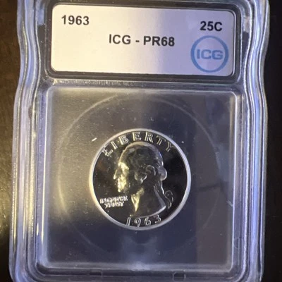 1963 Washington Quarter PR68 ICG Certified Silver 25c  - Image 1 of 4