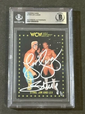 STING & LEX LUGER 1991 CHAMPIONSHIP WCW SIGNED AUTOGRAPHED CARD BAS AUTHENTIC - Image 1 of 2
