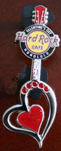 Hard Rock Cafe Honolulu Pin Hawaii VALENTINES DAY Heart Guitar Jewels LE 100 NEW - Picture 1 of 3