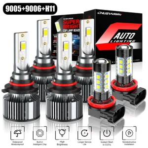 Combo 9005+9006+H11 Kit de faros LED bombillas antiniebla haz alto bajo 6500K blanco - Imagen 1 de 18