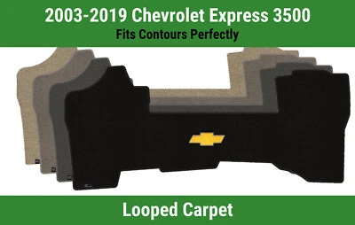 Alfombrilla delantera Lloyd Classic Loop para Chevy Express 3500 '03-19 con pajarita Chevy dorada 1 Foto 1 de 4