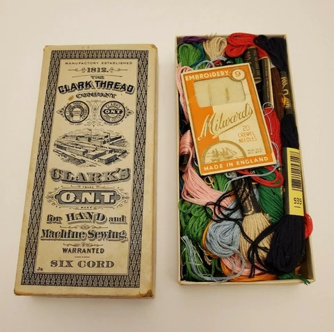 Vintage Clark Thread Company O.N.T. box full of thread various brands SEE PHOTOS Cover