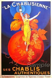 VINTAGE CHABLIS WEIN FRANZÖSISCHE WERBUNG A4 POSTERDRUCK - Bild 1 von 1