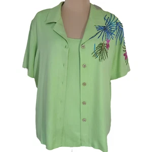 Nancy Bolan City Girl Embellished Silk Twin Set size XL - Picture 1 of 4