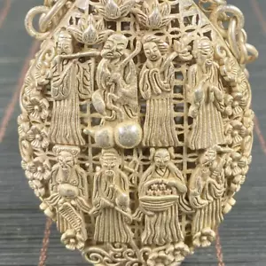 Collect tibet Tibetan silver Handmade eight immortals pattern Snuff Bottles - Picture 1 of 9