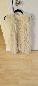 En Creme Sexi Vest Cardigan Boho Faux Fur 100% Acrylic Size SMALL - Picture 1 of 5