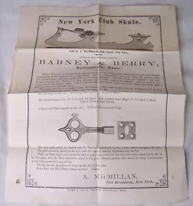 c1890 ANTIGUO CLUB DE SKATE DE NUEVA YORK PATINES DE HIELO BARNEY & BERRY PUBLICIDAD EFÍMERA - Imagen 1 de 1