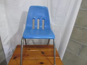 Virco Chairs School Kindergarten Plastic 14" Kids Blue Student Stackable Vintage - Picture 1 of 16