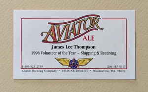 BREWERY BUSINESS CARD - Seattle Brewing Company Aviator Ale 1990's 🍺🍻 - Picture 1 of 2