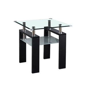 Clear Glass Top Side Table 24"x24"x24" End Table Modern Design - Picture 1 of 6