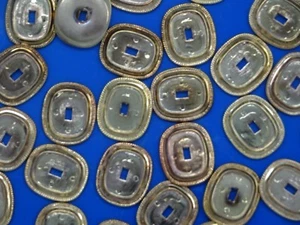 Lote de 10 asientos vintage de metal dorado para botones de 1 agujero 23 mm x 27 mm A127 - Imagen 1 de 7