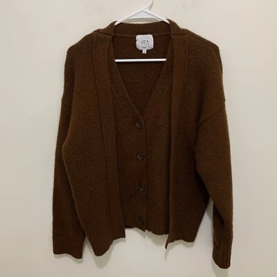 Cárdigan suéter diseñador J.O.A Just One Answer JOA para mujer S marrón jengibre Foto 1 de 4