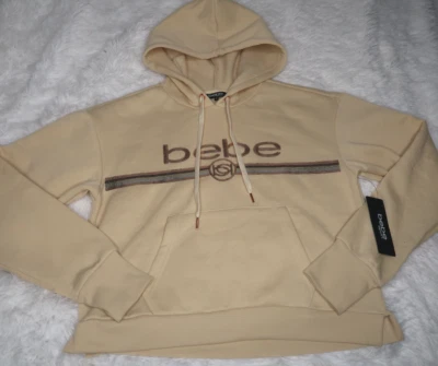 Bebe Women's Sequin Logo Hoodie Ivory BB2350C Size Large New With Tags - Image 1 of 4