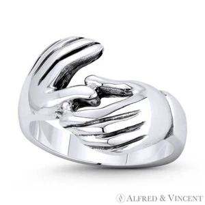 Anillo de fidelidad Fede Gimmel plata esterlina 925 italiano promesa de amor amantes - Imagen 1 de 1